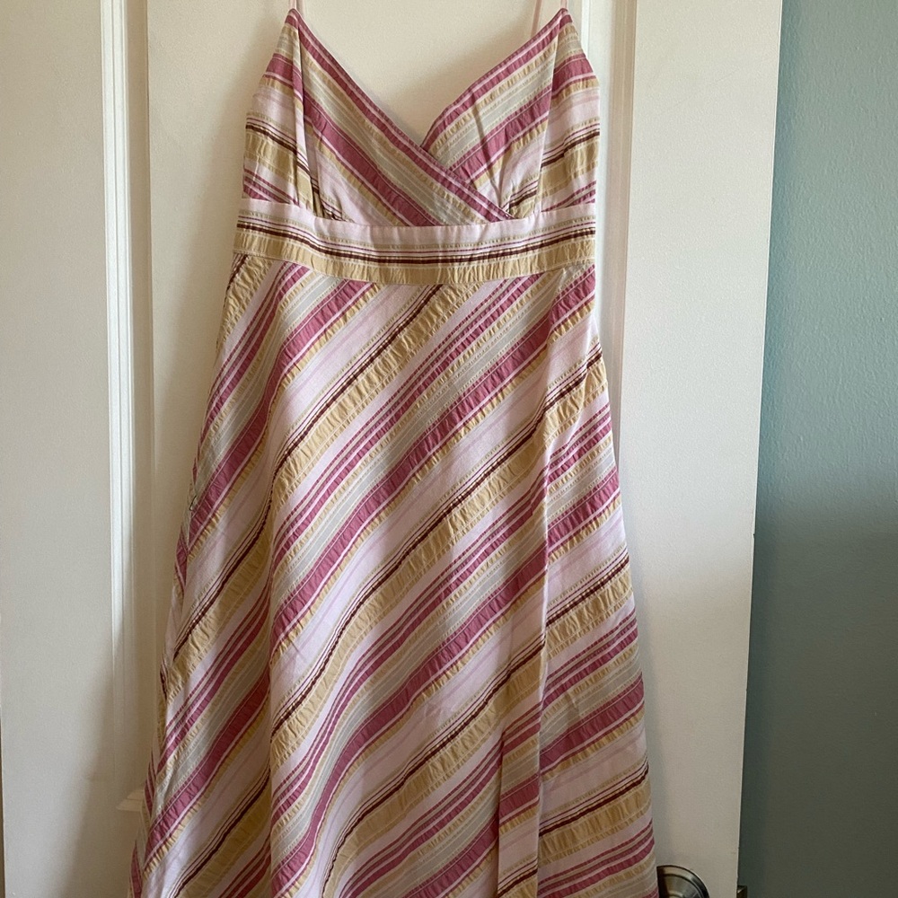 J. Crew seersucker Ballet style top spaghetti strap a-line dress